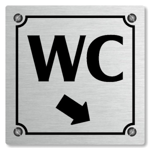 WC vpravo dolů, 100x100mm, stříbrná, Kansas